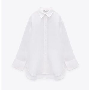 Zara 100% Linen White Button Down Shirt